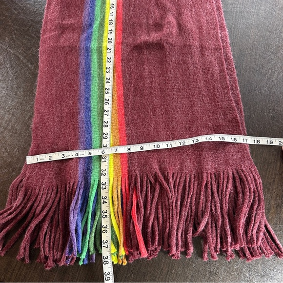 Rainbow Stripe Fringe Scarf SUPER soft. 76”x17” - Picture 4 of 4